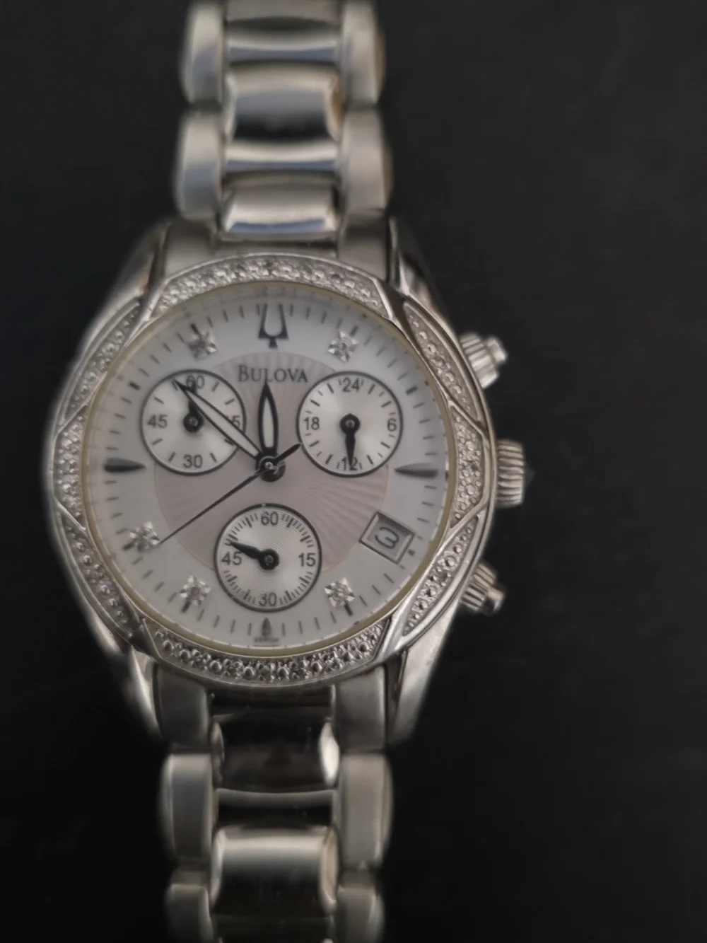Bulova Women's Silver-Tone Crystal Accent Chronograph Watch